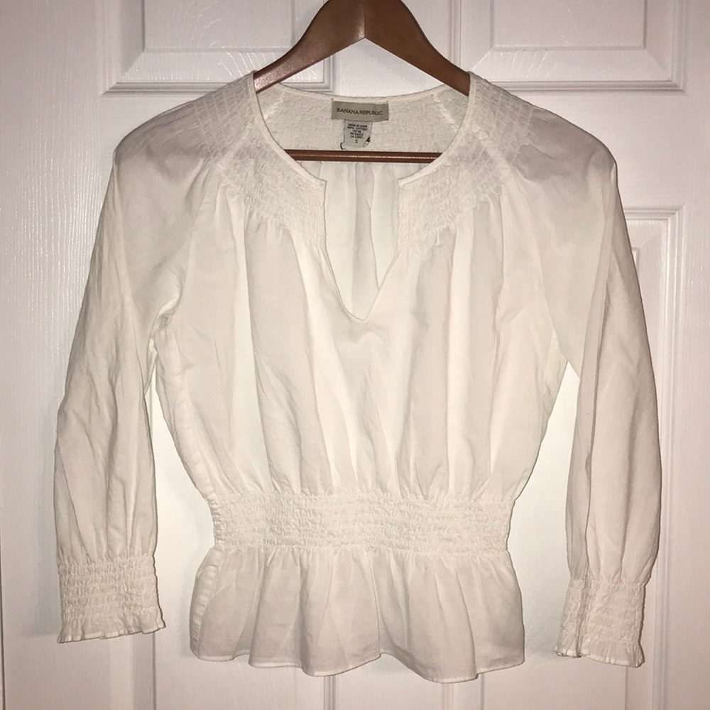 BANANA REPUBLIC WHITE CROPPED BLOUSE